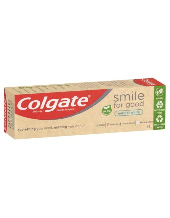 Colgate Smile For Good Eco Vegan Natural White SLS Free Anticavity Fluoride Toothpaste with Recyclable Tube 95g