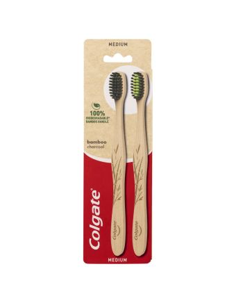 Colgate Bamboo Charcoal Toothbrush Medium 2 Pack 