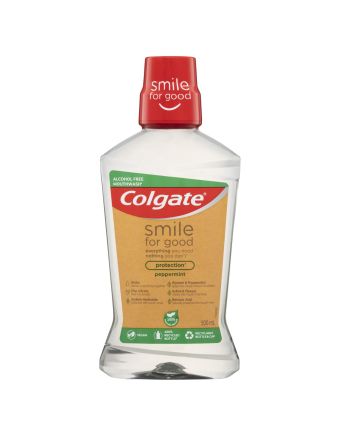 Colgate Smile For Good Vegan Sugar Free Gluten Free Alcohol Free Peppermint Mouthwash 500ml with Recycled Bottle