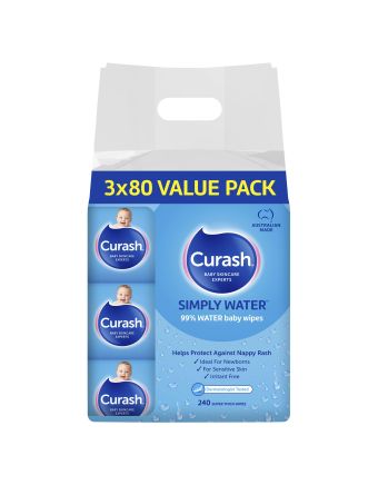Curash Water Wipes 3X80 Pack