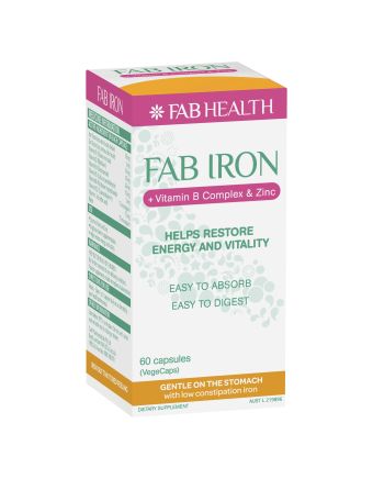 FAB Iron + Vitamin B Complex & Zinc 60 Capsules