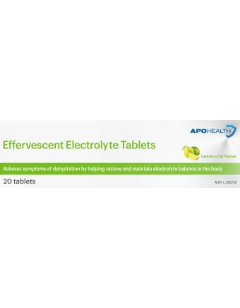 Apohealth Effervescent Electrolyte Lemon-Lime Flavour 20 Tablets