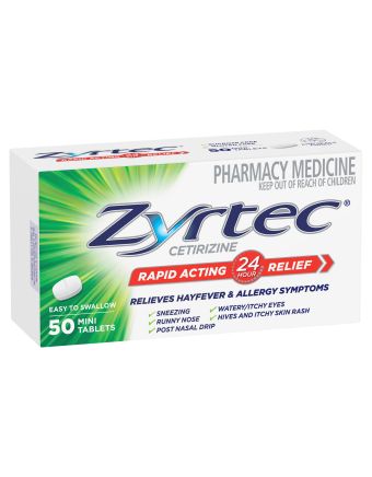Zyrtec Rapid Acting Allergy & Hayfever Mini Tablets 50 Pack