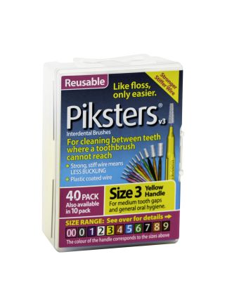 Piksters Interdental Brush Size 3 Yellow 40 Pack