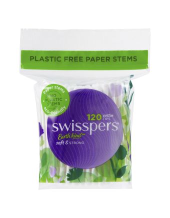 Swisspers Cotton Tips Paper Stems 120 Pack 