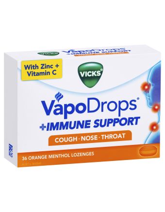 Vicks VapoDrops Immune Support Orange 36 Lozenges 