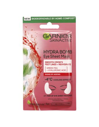 Garnier Hydra Bomb Hyaluronic Acid + Green Tea Anti Ageing Eye Sheet Mask 6g