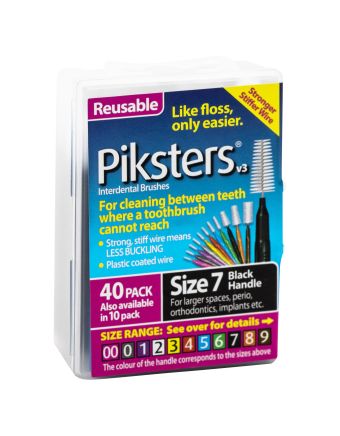 Piksters Interdental Brush Size 7 Black 40 Pack