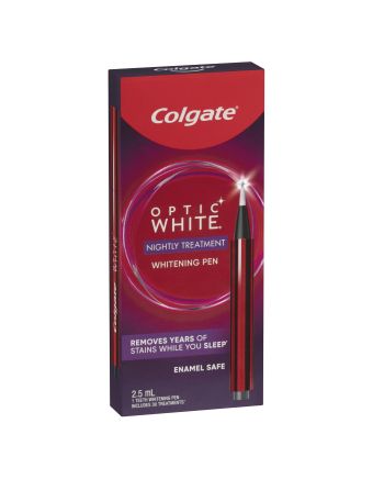 Colgate Optic White Overnight Teeth Whitening Treatment Pen With Hydrogen Peroxide Enamel Safe 2.5mL