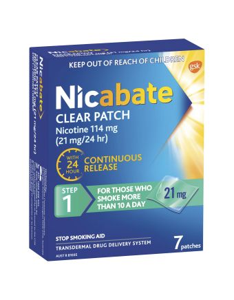 Nicabate Clear Patch Stop Smoking Transdermal Nicotine Patch 21mg 7 Pack