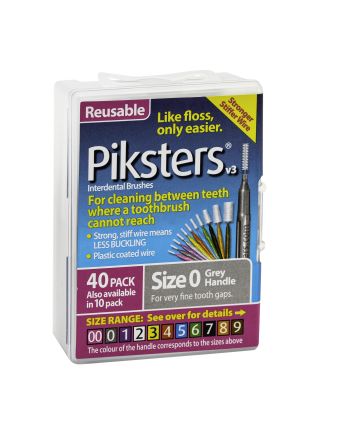 Piksters Interdental Brush Size 0 Grey 40 Pack