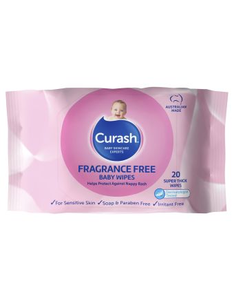 Curash Wipes Fragrance Free 20 Pack