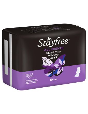 Stayfree Ultra Thin All Nights With Wings 10 Pads