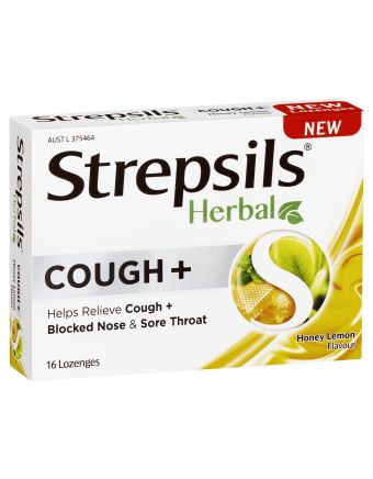 Strepsils Herbal Cough + Honey Lemon 16 Lozenges