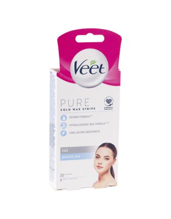 Veet Pure Cold Wax Strips for Face 20 Pack