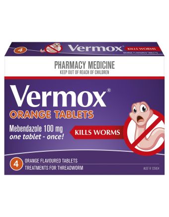 Vermox Worming Treatment Orange 4 Tablets