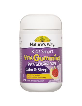 Nature's Way Kids Smart Vita Gummies 99% Sugar Free Calm & Sleep Raspberry Flavour 50 Gummies