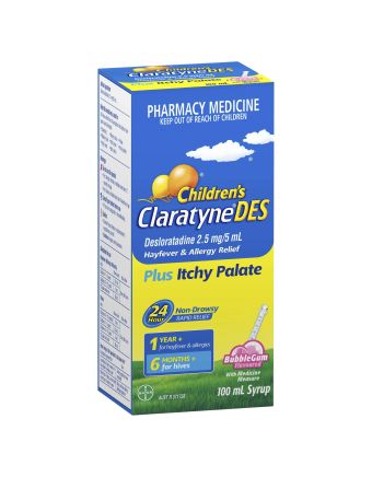 Claratyne Children's DES Hayfever & Allergy Relief Bubblegum Flavour Syrup 100ml