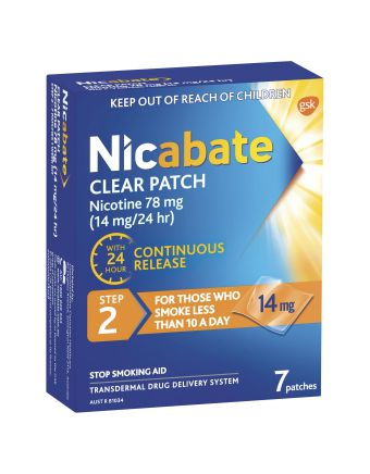 Nicabate Clear Patch Stop Smoking Transdermal Nicotine Patch 14mg 7 Pack