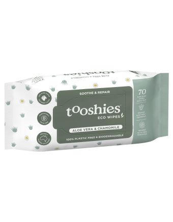 Tooshies Biodegradable Baby Wipes Aloe Vera + Chamomile 70 Pack
