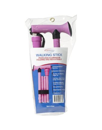 SurgiPack Walking Stick Adjustable Folding Pink