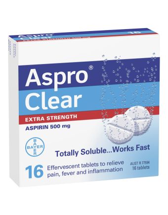 Aspro Clear Extra Strength Pain Relief 500mg 16 Tablets
