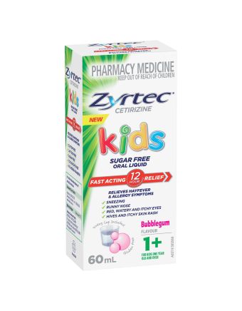 Zyrtec Kids Allergy & Hayfever Oral Liquid Bubblegum 60ml