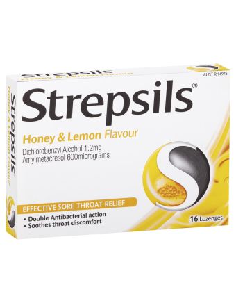 Strepsils Sore Throat Relief Honey & Lemon 16 Lozenges 