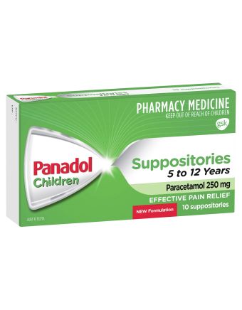 Panadol Children 5 to 12 Years Suppositories Paracetamol 250mg 10 Pack