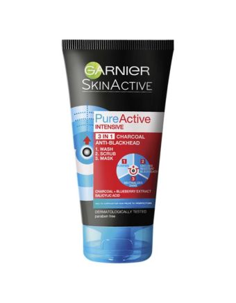 Garnier Pure Active Intensive Charcoal 3-in-1 Wash 150mL