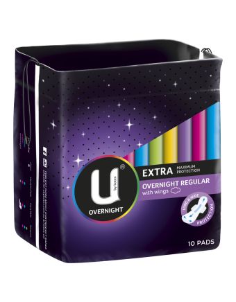 U By Kotex Overnight Extra Maxi Pads 10 Pack