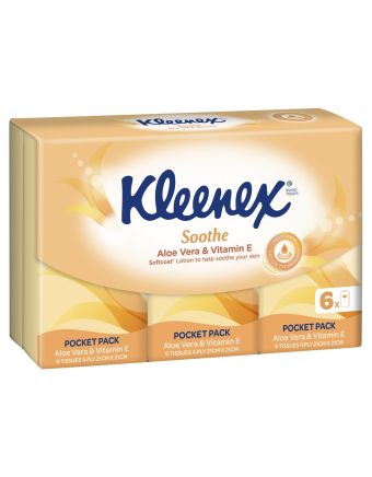 Kleenex Aloe Vera & Vitamin E Pocket Pack Facial Tissues 6 Pack