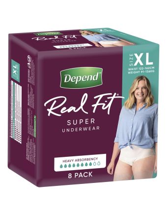 Depend Women Real Fit Underwear Super Extra Large 8 Pack