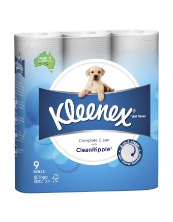 Kleenex Complete Clean Toilet Tissue, 9 Rolls