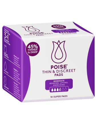 Poise Thin & Discreet Super Pads 14 Pack