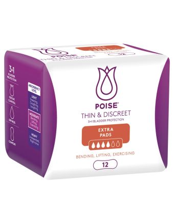 Poise Thin & Discreet Extra Pads 12 Pack