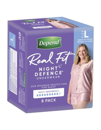Depend Women Real Fit Underwear Night Defence Large 8 Pack
