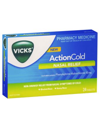 Vicks Action Cold Tablets Nasal Relief 24 Pack