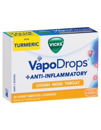 Vicks VapoDrops + Anti-Inflammatory Honey Menthol 36 Lozenges