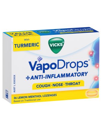 Vicks VapoDrops + Anti-Inflammatory Lemon Menthol 36 Lozenges