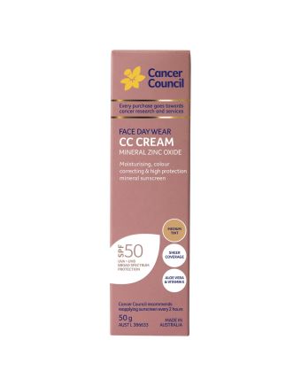 Cancer Council Face Day Wear CC Cream SPF50+ Medium Tint 50g