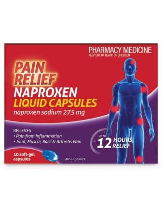 Pain Relief Naproxen Liquid Capsules 10 Pack