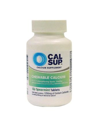 Cal Sup Calcium Supplement Spearmint Flavoured Chewable Tablets 60