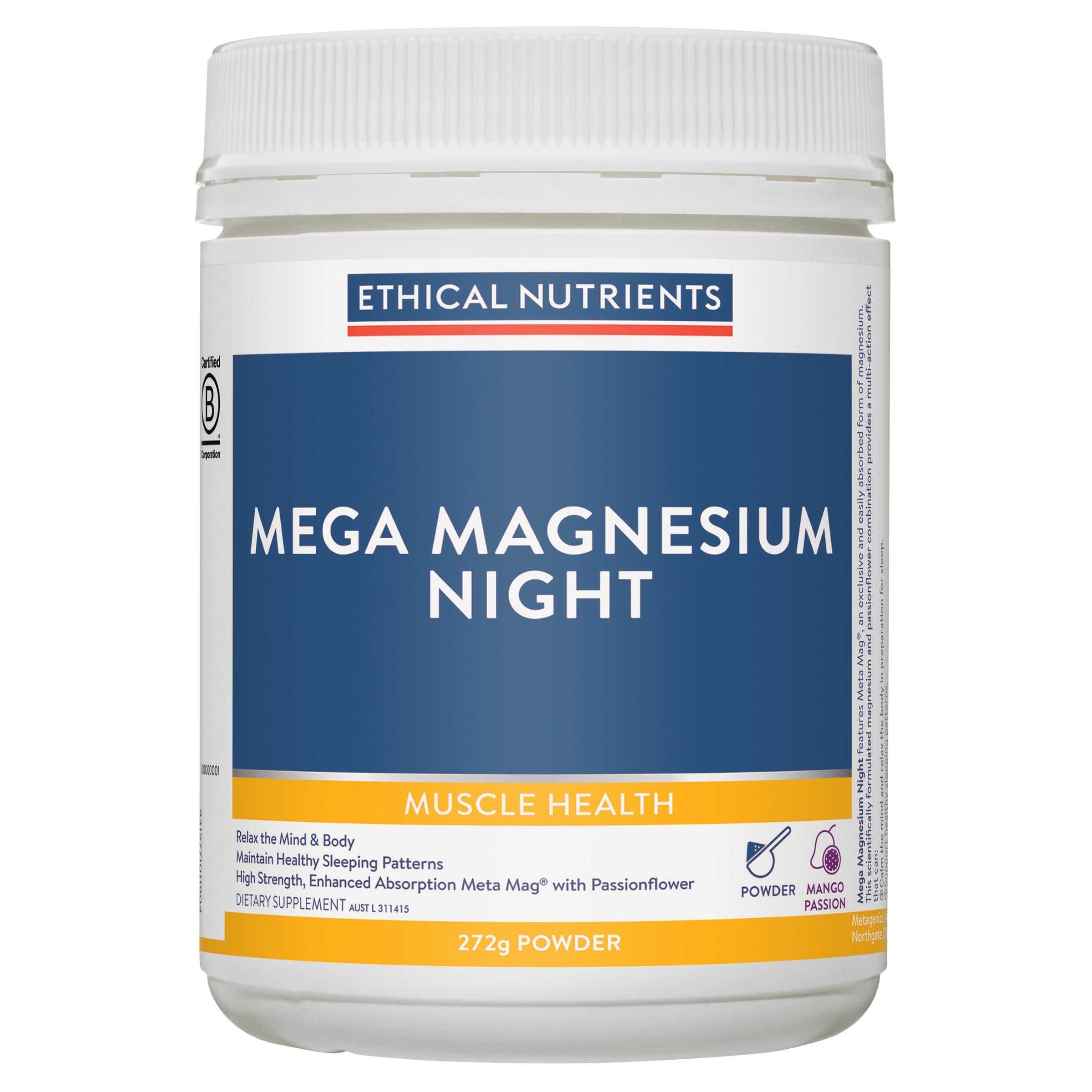 ETHICAL NUTRIENTS MEGA MAGNESIUM NIGHT POWDER 272G - Direct Chemist Outlet