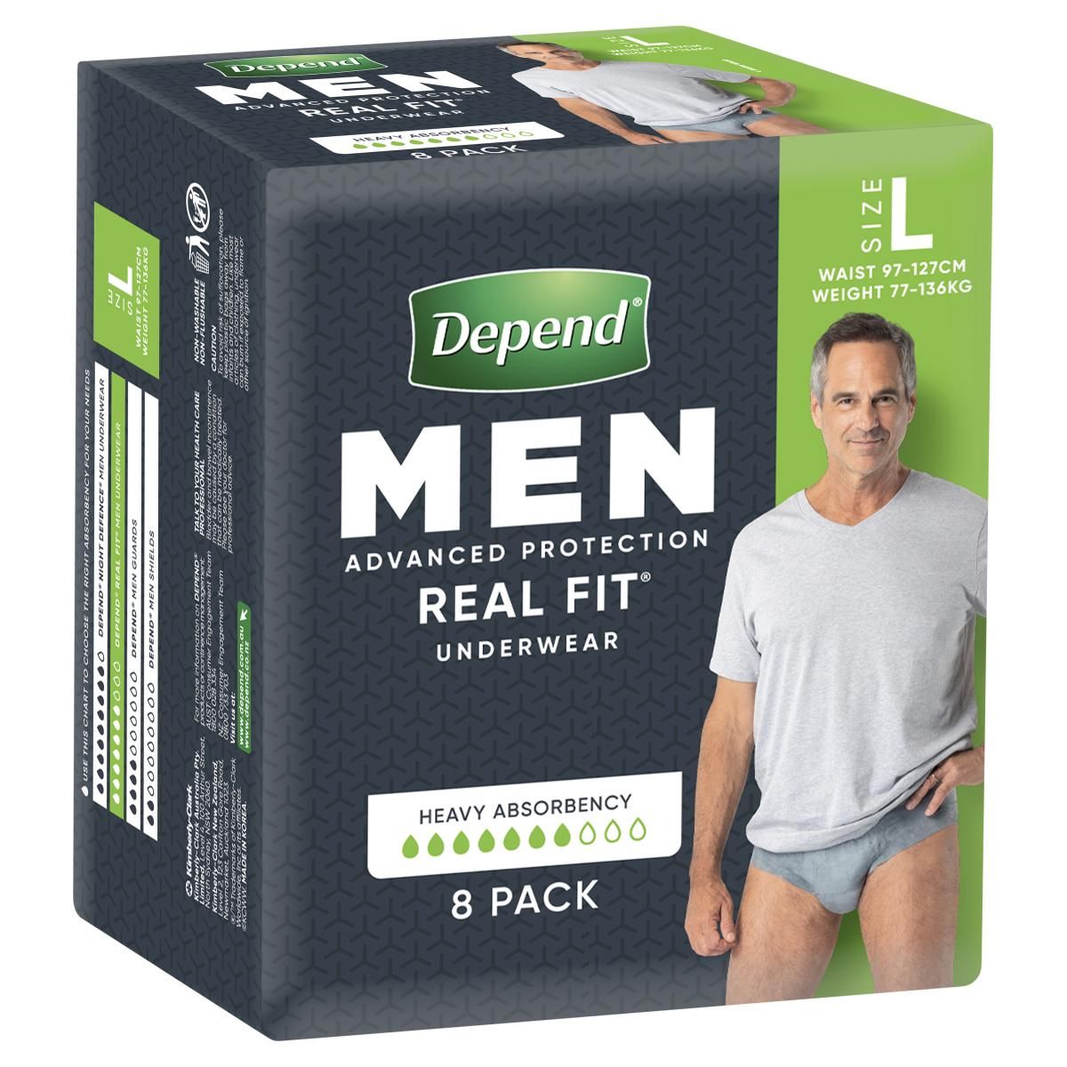 Depend Real Fit Incontinence Underwear Men Large 8 Pack - Direct Chemist  Outlet