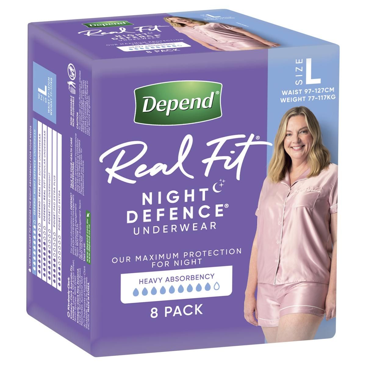 Depend Real Fit Night Defence Incontinence Underwear Women Large 8 Pack -  Direct Chemist Outlet
