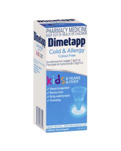 Dimetapp Cold and Allergy Colour Free 200ml