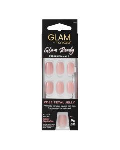 Manicare Glam Ready Pre-Glued Nails Rose Petal Jelly 30pcs