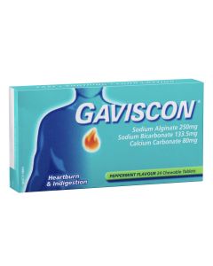 Gaviscon Heartburn & Indigestion Relief Peppermint 24 Chewable Tablets