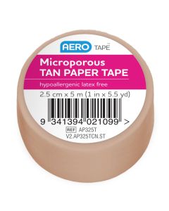 Aerotape Tan Microporous Paper Tape 2.5cm x 5m